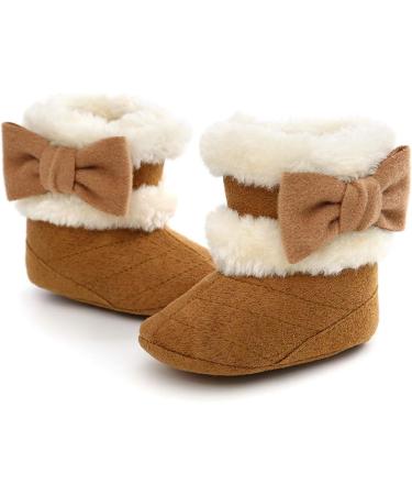 RVROVIC Baby Boys Girls Plush Winter Snow Boots - Bowknot Anti-Slip Fleece Infant Boots (Brown, 6-12 Months) - Buy Online on GoSupps.com