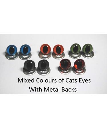 Pack of 5 Pairs - Mixed Cats Crystal Eyes with Metal Backs - 9mm - Safety Eyes for Soft Toys or Teddy Bears - Buy Online on GoSupps.com
