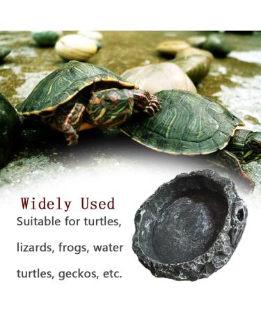 NA 2 Pcs Reptile Food Bowl Reptile Feeder Pet Aquarium Ornament Terrarium Feeder Resin Dish Lizard Feeder Food Bowl Rock Food Water Dish for Tortoise Lizard Chameleon Gecko - Buy Online on GoSupps.com