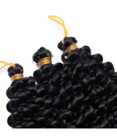 Tess Curly Crochet Hair Extensions - Short Water Wave 8 Synthetic Braids | 3 Bundles Natural Black (90g) - Buy Online on GoSupps.com