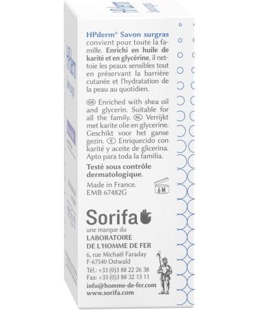  SORIFA Pack of 4 - HPderm Extra-Rich Soap Sensitive Skin 99.95% Natural Ingredients Enriched with Shea Oil and Glycerin Suitable for the whole family including babies pH neutral fragrance-free 150g bar - Buy Online on GoSupps.com
