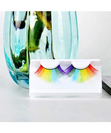 Rainbow False Eyelashes DIY Lash Extension 3D Volume Fake Eyelash Strips Exaggerated False Eyelashes Party Stage Cosplay Accessory for Performance - Buy Online on GoSupps.com