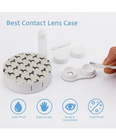 Cute Saluki Dog with Pink Bow Round Case For Contact Lens Kit Storage Box with Mirror Printed - Buy Online on GoSupps.com