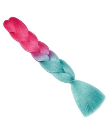 Gairyan Jumbo Braids Extensions - 100g Ombre Synthetic Braiding Hair (60cm) - Rose Red & Lake Blue for Box Crochet Braids - Buy Online on GoSupps.com