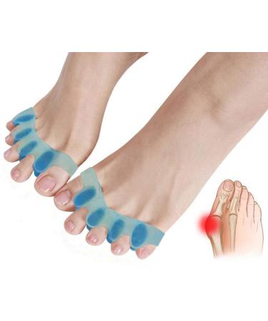 Toe Separators 4 Pieces - Bunion Corrector Five Toes Overlapping -Toe Spacers Pain Relief -Toe Stretcher for Hammer Toe Foot Pain and Yoga Men and Women (4 Pcs - Blue)