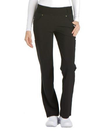 Iflex Scrubs for Women Yoga-Inspired Knit Waistband Scrub Pants CK002 Large Black