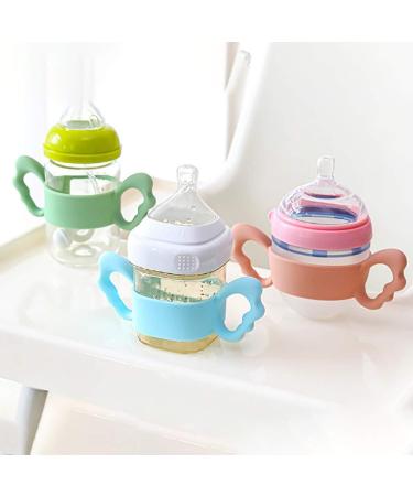 CCCYMM Silicone Baby Bottle Handle Set - Wide Mouth (Over 6cm) - 4pcs in Blue Green Pink White - Ideal for International Shipping - Buy Online on GoSupps.com
