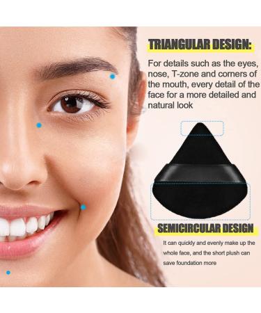 6 Pcs Pure Cotton Black Triangle Powder Puff Set for Makeup - Soft Velour Blender Sponge for Loose Powder, Mineral Powder, Body Powder - Beauty Tools for Flawless Application - Buy Online on GoSupps.com