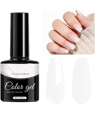 Natural Gel Nail Polish Milky White Nail Polish Gel Jelly Calm White LED Soak Off UV Nail Art Manicuring Varnish 10ML Nail Gel Gift for Women Nail Art Manicure at home Christmas - Buy Online on GoSupps.com