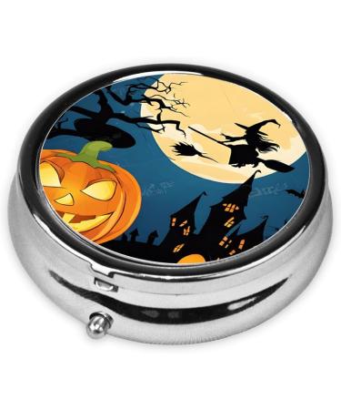 Pumpkin Halloween Round Pill Box | 3 Compartment Mini Travel Organizer | Decorative Pocket Medicine Holder - Buy Online on GoSupps.com