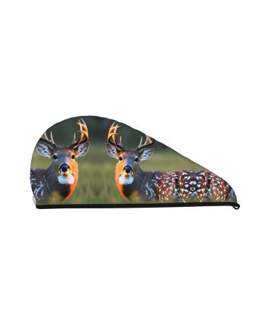 Cute Deer Coral Velvet Dry Hair Cap Unisex Wet Towel Wrap The Ideal Bathroom Pool Party Beach and Home Accessory