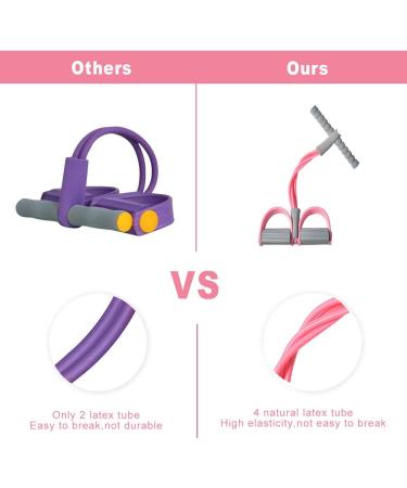 Aynone Pedal Resistance Bands - 4-Tube Natural Latex Multifunction Fitness Expander (Pink) - Buy Online on GoSupps.com
