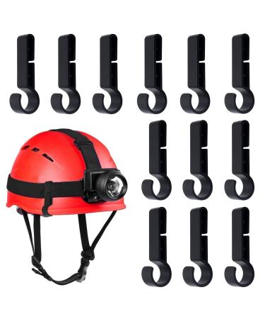 XPOOP 12 pieces helmet clips for headlights black headlamps clips-hardhat helmet headlight clips headlight hooks for FEEUBENT for all types of headlights protective helmet