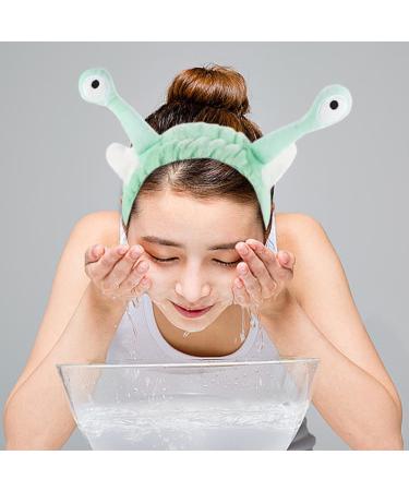 Spa Headband Facial Makeup Head Band Cute Snail Cartoon Head Band Wraps Hair Accessories Fleece Elastic Makeup Headband Hair Wrap for Facial Cosmetic Shower Yoga Sports Green - Buy Online on GoSupps.com
