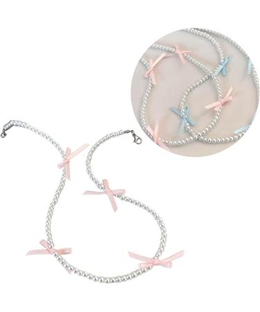 OralGos Elegant Bowknot Pearl Choker Necklace - Fashion Clavicle Chain Jewelry in Rose - International Shipping Available - Buy Online on GoSupps.com