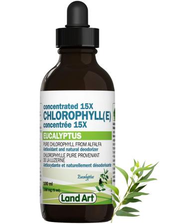 Liquid Chlorophyll Drops Eucalyptus 15X Concentrated 100ml - Detox - Alkaline - Natural Body Deodorant Antioxidant - Cold Extracted from Non-GMO Alfalfa - Made in Canada