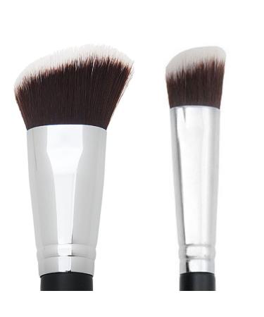 Angled Kabuki Blush Brush + Mini Angled Eyeshadow Blending Brush - Beauty Junkees Soft Synthetic Bristles for Applying, Blending, Buffing, Sculpting Powder, Liquid, Cream, Minerals, Cruelty Free