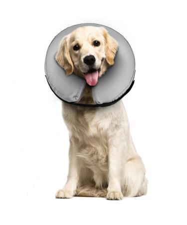 Supet Rewrise Dog leak protection for protective collar dogs soft collar dogs after op inflatable freak for dogs gray S: neck circumference: 17.8-25.4 cm gray