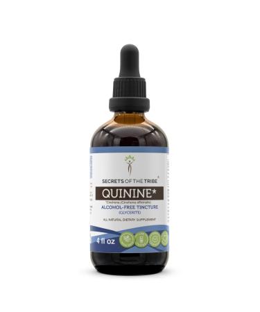 Secrets of the Tribe Quinine Alcohol-Free Tincture (Glycerite) 680 mg Wildcrafted Quinine (Cinchona officinalis) Dried Bark (4 Fl Oz) Leg Cramp Support Supplement 4 Fl Oz (Pack of 1)