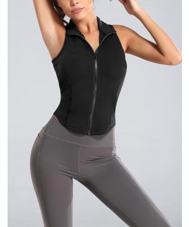 Flygo Women's Sleeveless Yoga Active Jacket Vest - Black Small - Buy Online on GoSupps.com