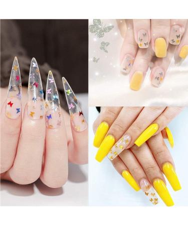 Kalolary 12 Color Butterfly Glitter Nail Art Chunky Sequin Flakes & 3D Stickers for Stunning Manicures - Buy Online on GoSupps.com