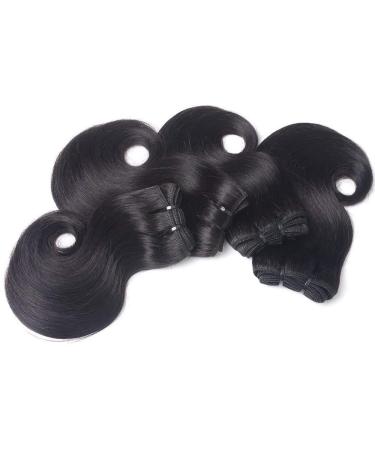 Tnice 8A Grade Brazilian Body Wave Hair Extensions - 100% Virgin Human Hair 50g 4 Bundle Set Natural Black 8 Inch - Buy Online on GoSupps.com