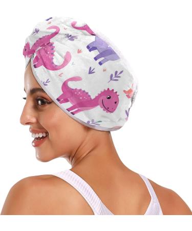 Pink Purple Dinosaur Hair Towel 2 Pack | Super Absorbent Quick Dry Turbans for Women & Girls - Buy Online on GoSupps.com