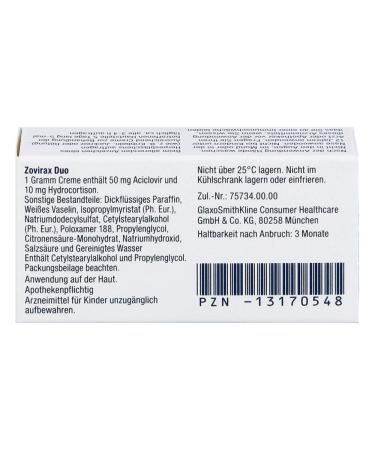 Zovirax Duo Creme for Lip Herpes | Twin-Acting Formula with Aciclovir & Hydrocortisone | 2g Package - Fast International Shipping - Buy Online on GoSupps.com