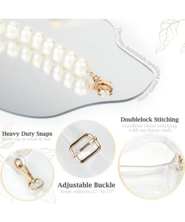 Clear Crossbody Bag with Pearl Strap - Stadium Approved Small Clear Clutch Purse for Women - Buy Online on GoSupps.com