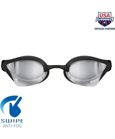ARENA Men's Cobra Core Swipe Mirror Swimming Goggles - One Size Silver | International Shipping Available - Buy Online on GoSupps.com