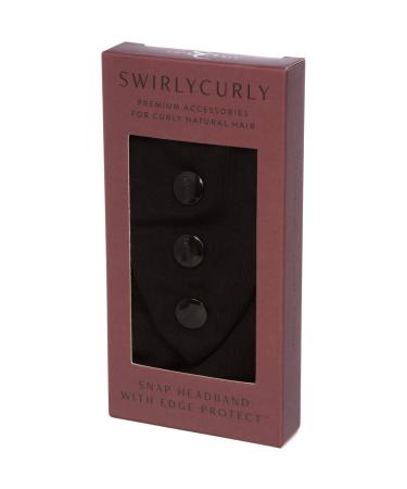 Women's Fashion Headband for Natural Curly Hair | No-Slip 3-Snap Adjustable Turban Headwrap (Black) - Washable & Stylish | 1 Pack - Buy Online on GoSupps.com