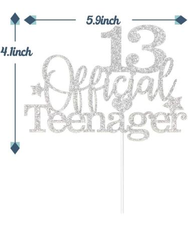 Tenhaisi Gilttery Sliver 13 Ofiicial Teenager Cake Topper Happy 13 Teenager Birthday Cake Topper Cheers to 13 Years Decoration - Buy Online on GoSupps.com