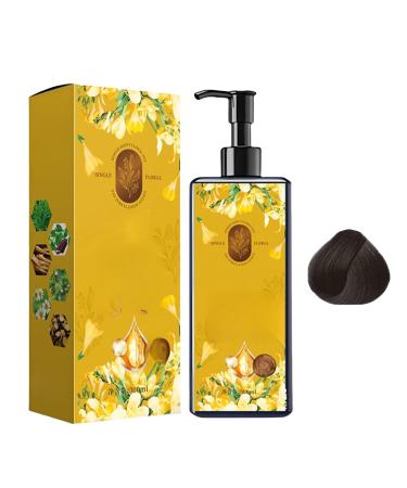 LiuQing Ltd Nourishing herbal hair color nourishing herbal hair dye single agent floral color longlasting and natural hair color shampoo for gray coverage for women and men dark brown