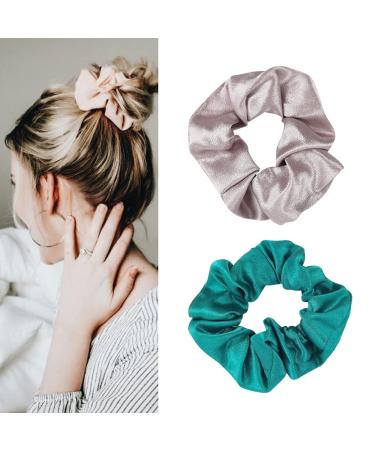 12 PCs Silk Satin Hair Gum Scrunchie Set - Colorful Monochrome Traceless Hair Ties for Women & Girls | Perfect Pferdeschwanz Holders - Buy Online on GoSupps.com