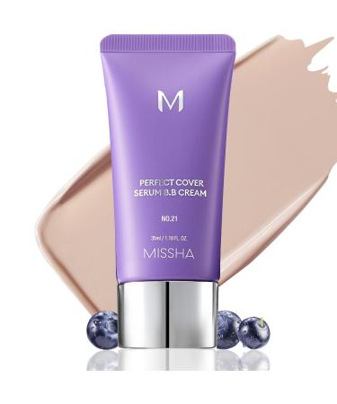 MISSHA M PERFECT COVER S rum BB CREAM No.21 Beige clair soin de la peau couleur hydratante complexe de superaliments couverture modulaire peau de cristal sans p