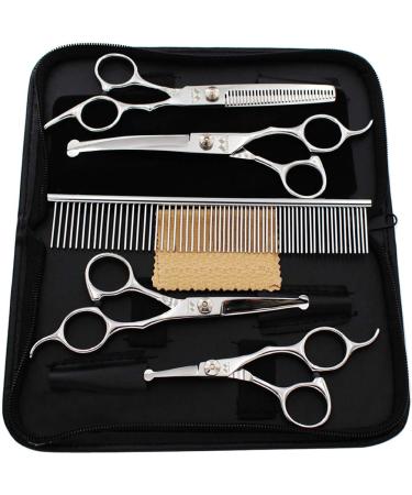 ISEAFLY Dog cups with round tip 5 in 1 dog -chat set stainless steel cat fur care scissors dogs shear set for full body face nose and ear siber - Buy Online on GoSupps.com