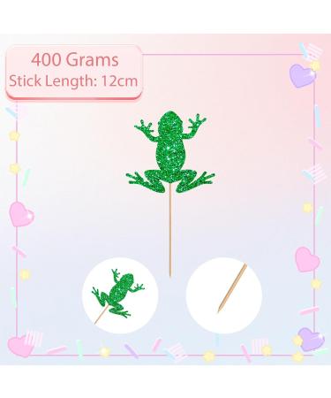 24Pcs Frog Cupcake Toppers Green Glitter Frog Cake Decor Reptile Animal Cake Decorations for Baby Shower Reptile Pet Themed Birthday/Rainforest Party Decoration - Buy Online on GoSupps.com