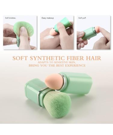 8-in-1 Premium Makeup Brush Set - Portable Synthetic Brushes with Container for Foundation Powder Blush & Eyeshadow - Travel Accessories (Green) - Buy Online on GoSupps.com