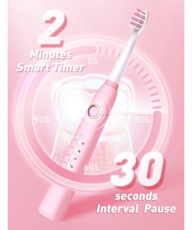 Electric Toothbrush for Adults with Travel Case - 40 000 VPM 8 Brush Heads 5 Modes - 2-Rosa | Ultimate Deep Cleaning Solution - Buy Online on GoSupps.com