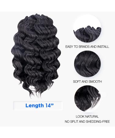 ToyoTree 14 Ocean Wave Crochet Hair - 8 Packs Natural Black Braids, Synthetic Extensions (1B) - Buy Online on GoSupps.com