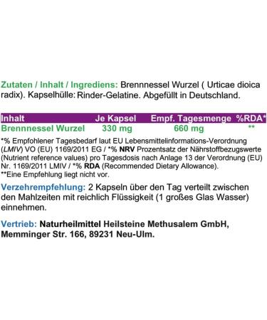 Nettle Root 120 Powder Capsules | Natural Pure Nettle for Bladder & Prostate Health - No Additives - Hildegard von Bingen Inspired - Buy Online on GoSupps.com