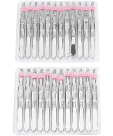 Frcolor 48 STK Tweezers Set | Stainless Steel Hair Removal Tweezers for Women | Sloping & Pointed Styles with Heart Button - Buy Online on GoSupps.com