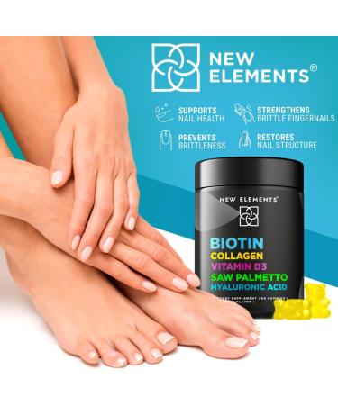Biotin Gummies with Collagen Vitamin D3 Saw Palmetto & Hyaluronic Acid for Hair Skin and Nails Hair Growth Supplement for Men & Women | Non-GMO | Gluten-Free | Natural Pineapple Flavor 60 Count (Pack of 1) - Buy Online on GoSupps.com