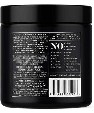 Intestinal Fortitude L Glutamine Powder - 500g - Allergen-Free for Gut Health | Free Form Amino Acid for Leaky Gut, IBD & IBS - 100 Servings - Buy Online on GoSupps.com