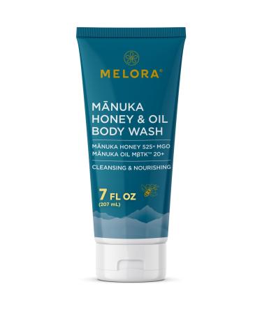 MELORA Manuka Honey Body Wash (7 Oz) - Moisturizing Skin Care Body Soap with Manuka Honey & Oil for Acne Dry or Sensitive Skin - Moisturizing Travel Size Shower Gel for Women & Men