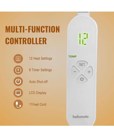 HELLOMOTO Electric Heating Pad for Pain Relief - 12 Heat Settings, Auto Off, 12x24, Machine Washable - Buy Online on GoSupps.com