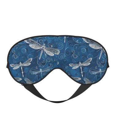 Sleep Mask Eye for Women Men Reusable Soft Blackout Eye Masks Covers for Night Better Sleep Travel Camping Road Trip Essentials Gifts for Him Her - Blue Dragonfly