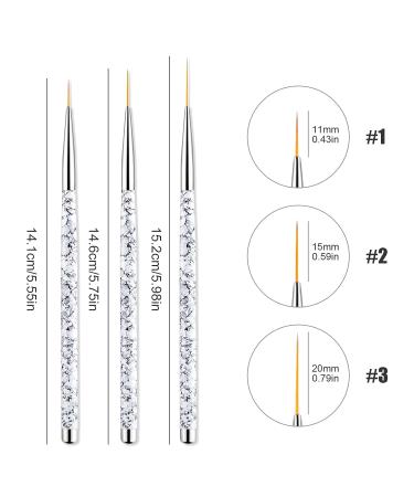 Sularpek Professional Nail Art Liner Brush Set - 3PCS UV Gel Painting Brushes for Short Strokes, Details, Blending, and Elongated Lines - White Marble Design - Buy Online on GoSupps.com