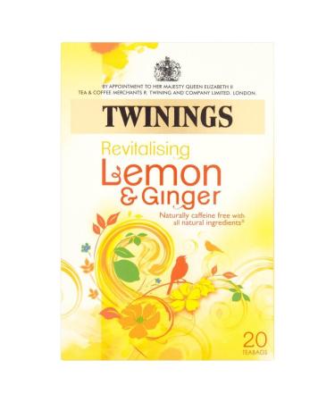 Twinings Twinings - Lemon & Ginger Flavored Tea - Pack of 4 boxes of 20 tea bags