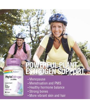 Solaray PhytoEstrogen Plus EFAs Menopause Support - 60ct 30 Servings | Wild Yam, Black Cohosh, Evening Primrose & Borage - Buy Online on GoSupps.com